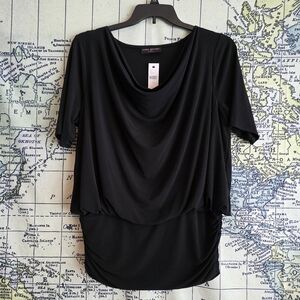 Lane Bryant Black Short Sleeve Drape Tee